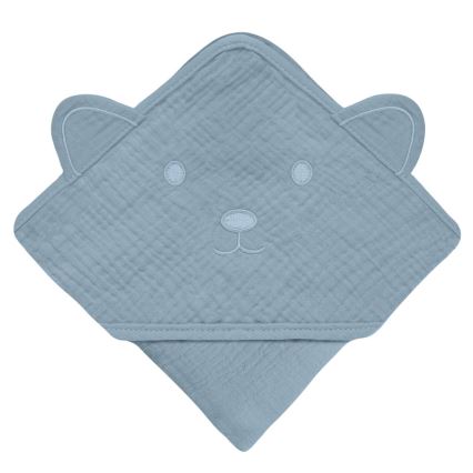 Lionelo - Παιδική πετσέτα με κουκούλα MUSLIN HOODED TOWEL Grey Sky