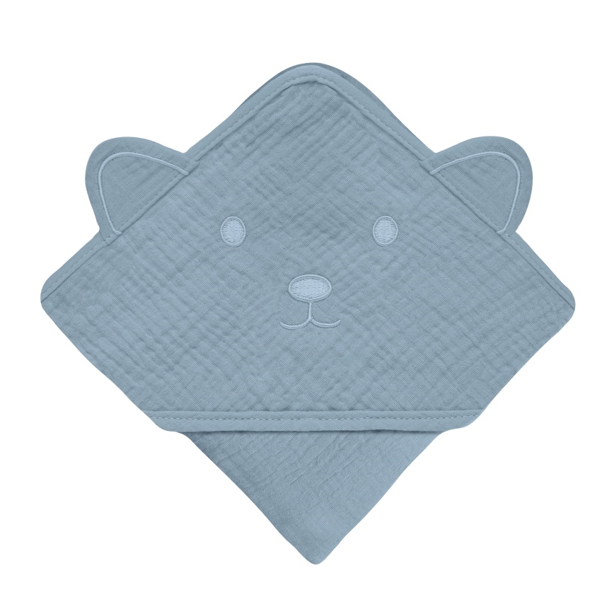 Lionelo - Παιδική πετσέτα με κουκούλα MUSLIN HOODED TOWEL Grey Sky