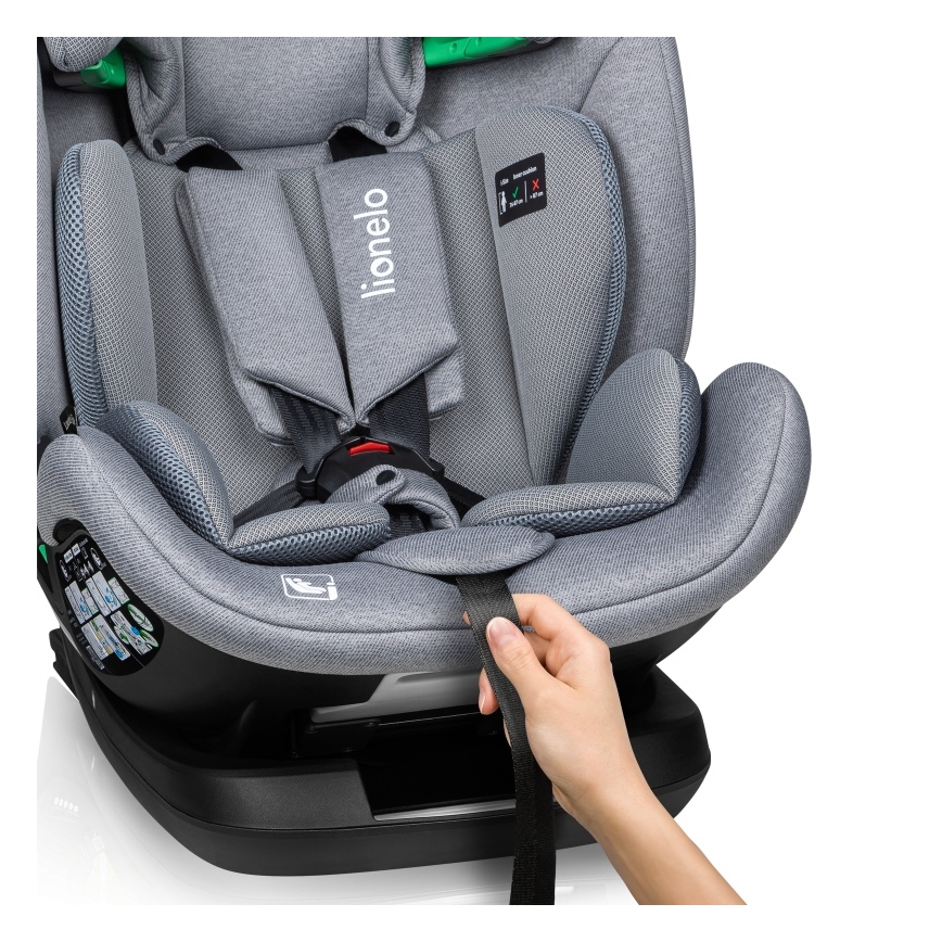 Lionelo - Παιδικό κάθισμα αυτοκινήτου LAVENDER i-Size 76-150 cm με περιστρεφόμενη βάση, Γκρι Stone