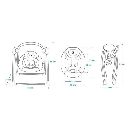 Lionelo - Παιδικό κουνιστό κάθισμα OTTO 4xLR14 Cozy Grey