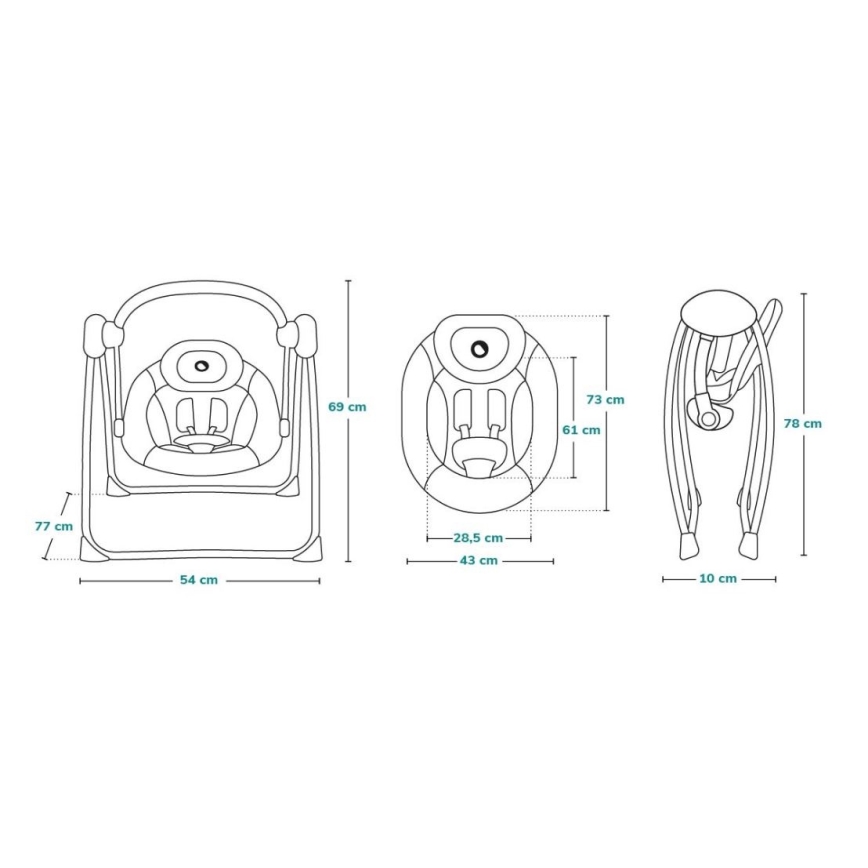 Lionelo - Παιδικό κουνιστό κάθισμα OTTO 4xLR14 Cozy Grey
