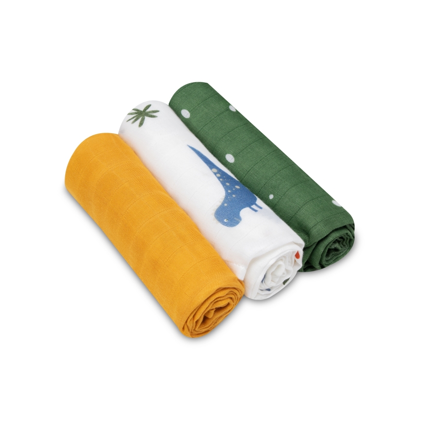 Lionelo - Σετ 3 πανάκια από μπαμπού BAMBOO SET 70 x 70 εκ. Dino