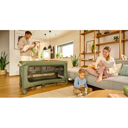 Lionelo - Ταξιδιωτικό παρκοκρέβατο JASMIN EASY FOLD, απόχρωση ελιάς