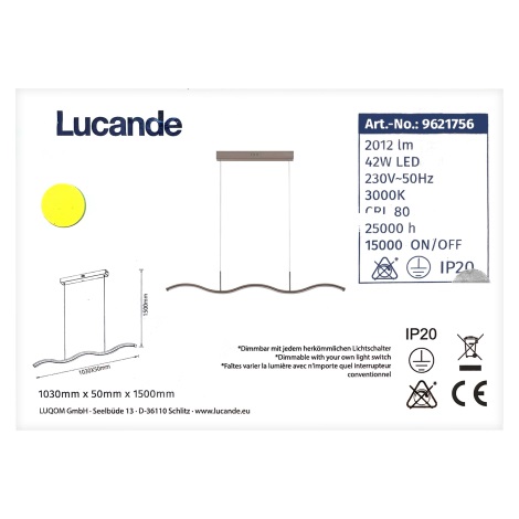 Lucande - Led Dimmable κρεμαστό φωτιστικό οροφής BRAMA LED/42W/230V
