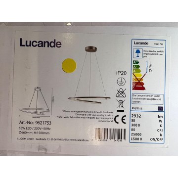 Lucande - Led Dimmable κρεμαστό φωτιστικό οροφής MIRASU LED/58W/230V