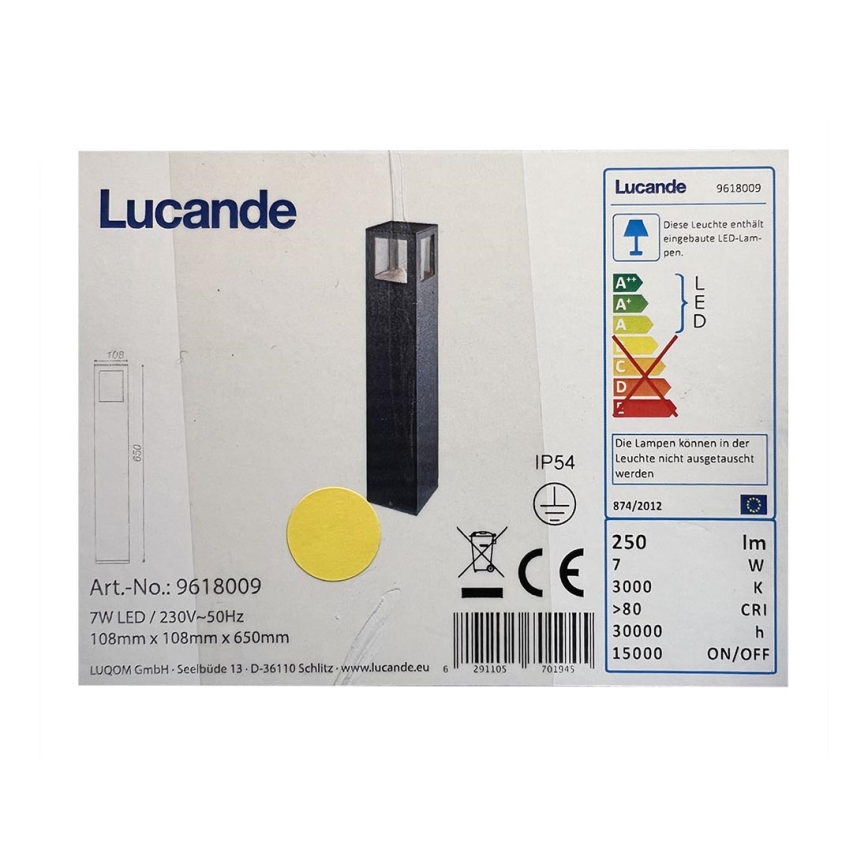 Lucande - Εξωτερικό φωτιστικό LED NICOLA LED/7W/230V IP54