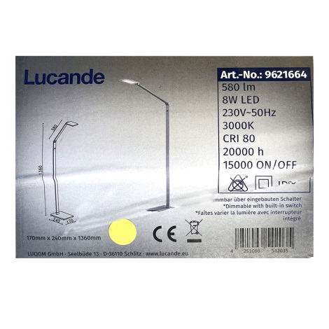Lucande - Επιδαπέδια λάμπα dimming LED RESI LED/8W/230V