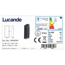 Lucande - Επιτοίχιο φωτιστικό εξωτερικού χώρου LED CORDA 2xLED/3W/230V IP54