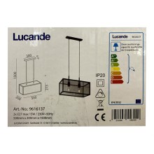 Lucande -  Κρεμαστό φωτιστικό οροφής ράγα BEYZA 2xE27/15W/230