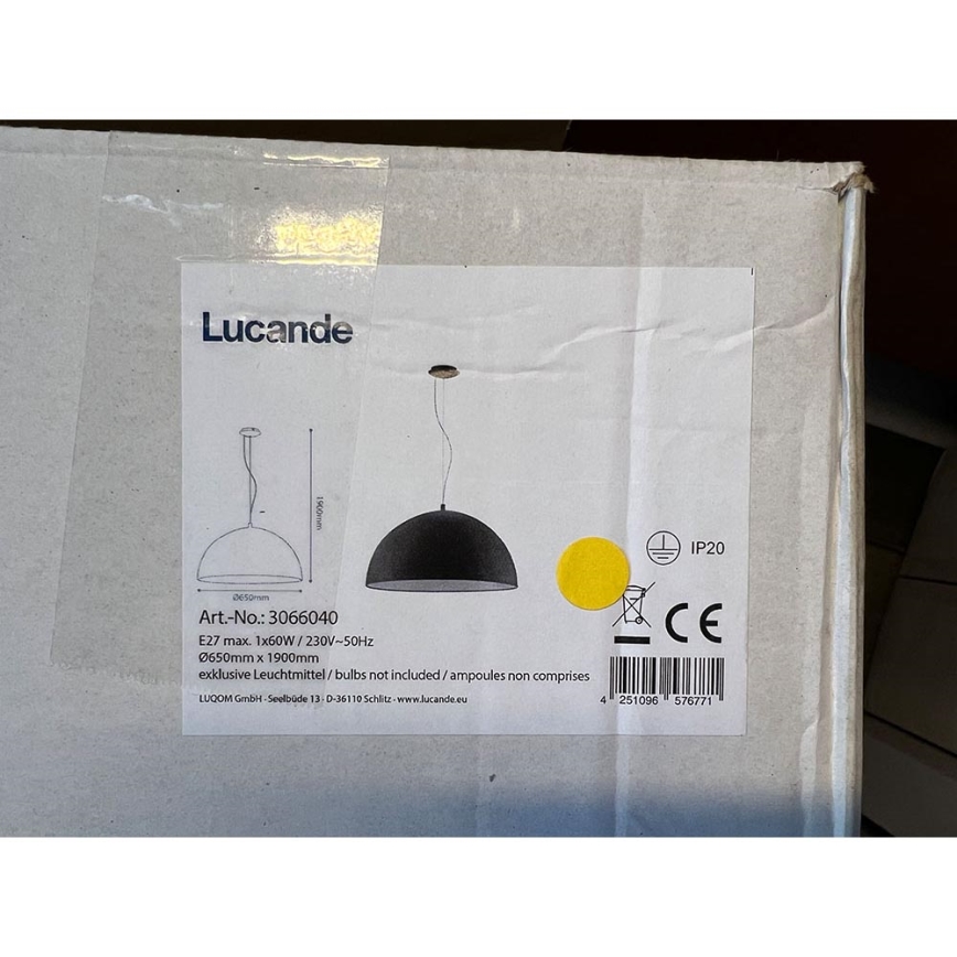 Lucande - Πολύφωτο με συρματόσχοινο MALEO 1xE27/60W/230V