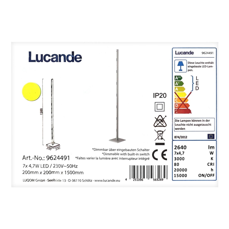 Lucande - Φωτιστικό δαπέδου ντιμαριζόμενο LED MARGEAU 7xLED/4,7W/230V