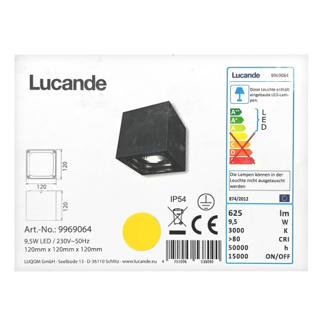 Lucande - Φωτιστικό οροφής εξωτερικού χώρου LED TANEA LED/9,5W/230V IP54