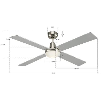 Lucci Air 210334 - Ανεμιστήρας οροφής AIRFUSION QUEST 1xE27/60W/230V ξύλο/ματ χρώμιο + τηλεχειριστήριο