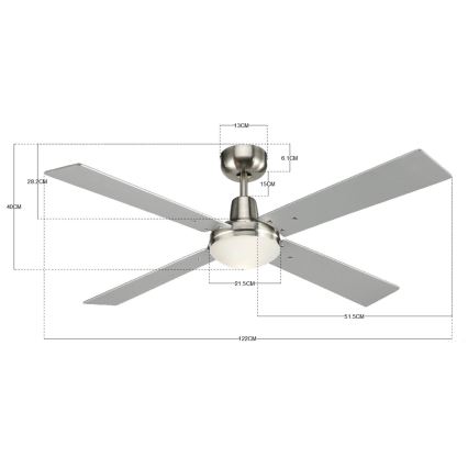 Lucci Air 210334 - Ανεμιστήρας οροφής AIRFUSION QUEST 1xE27/60W/230V ξύλο/χρώμιο + τηλεχειριστήριο