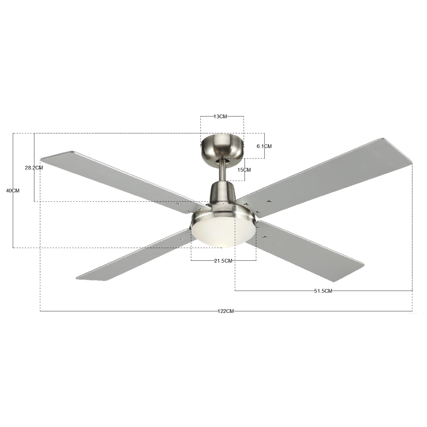 Lucci Air 210334 - Ανεμιστήρας οροφής AIRFUSION QUEST 1xE27/60W/230V ξύλο/ματ χρώμιο + τηλεχειριστήριο