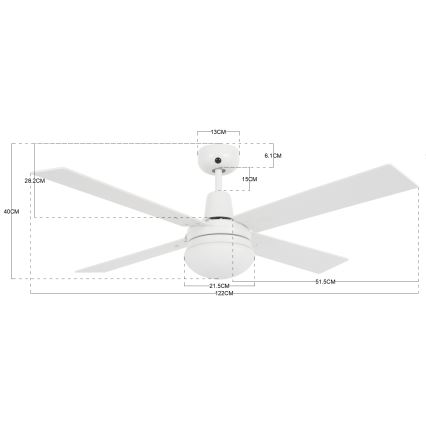 Lucci Air 210339 - Ανεμιστήρας οροφής AIRFUSION QUEST 1xE27/60W/230V λευκό/ξύλο + τηλεχειριστήριο
