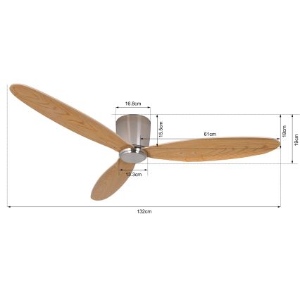 Lucci air 210519 - Ανεμιστήρας οροφής AIRFUSION RADAR γυαλιστερό χρώμιο/ξύλο + τηλεχειριστήριο