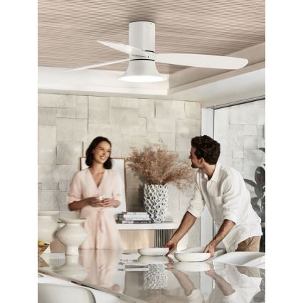 Lucci Air 210661 - LED Dimmable ανεμιστήρας οροφής FLUSSO 1xGX53/18W/230V ξύλο/λευκό + τηλεχειριστήριο