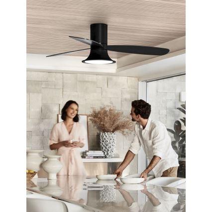 Lucci Air 210662 - Ρυθμιζόμενος LED οροφής ανεμιστήρας FLUSSO 1xGX53/18W/230V ξύλο/μαύρο + τηλεχειριστήριο