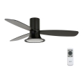 Lucci Air 210662 - Ρυθμιζόμενος LED οροφής ανεμιστήρας FLUSSO 1xGX53/18W/230V ξύλο/μαύρο + τηλεχειριστήριο