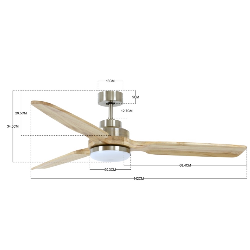 Lucci air 213053 - Οροφής ανεμιστήρας LED SHOALHAVEN GX53/17W/230V παβλωνία/ματ χρώμιο + τηλεχειριστήριο