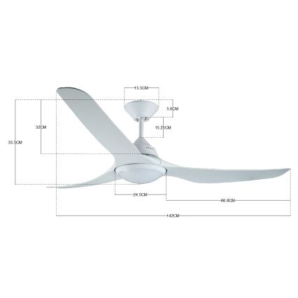 Lucci air 213096 - LED ανεμιστήρας οροφής MARINER LED/15W/230V λευκό διάμ. 142 cm + τηλεχειριστήριο