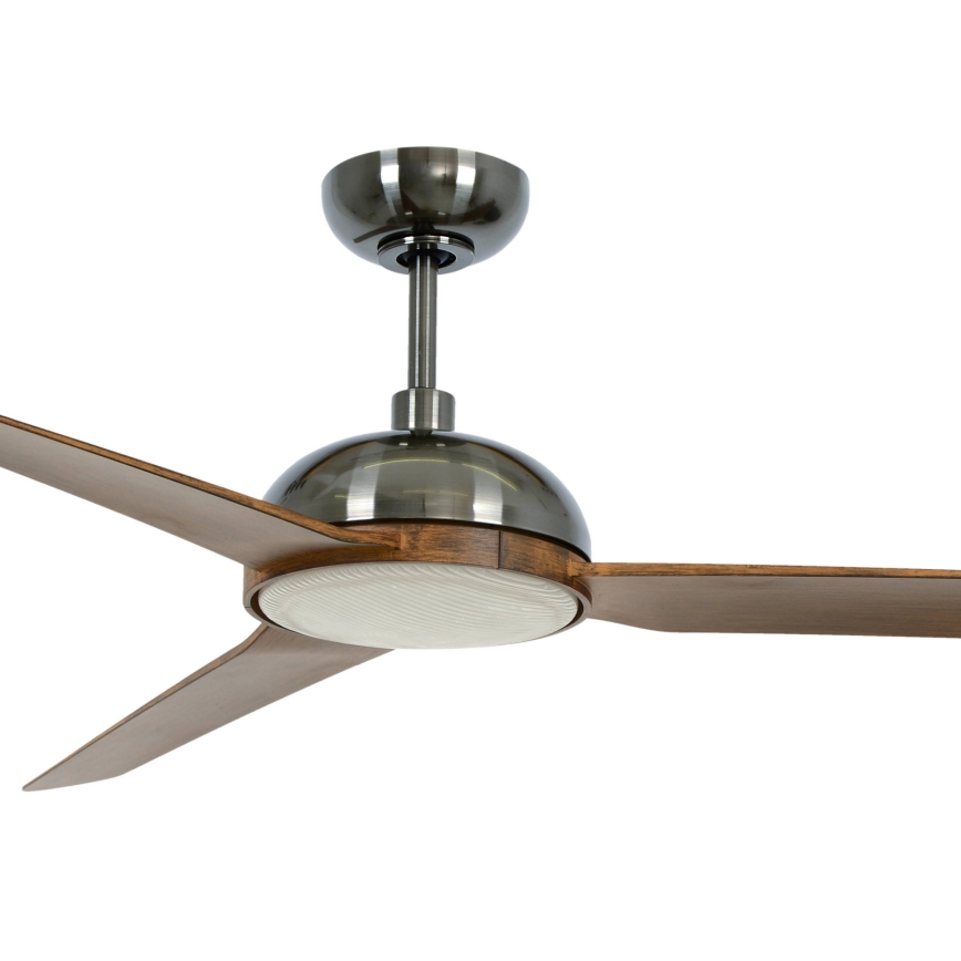 Lucci air 213301- Ανεμιστήρας οροφής LED Dimmable UNIONE 1xGX53/12W/230V καφέ/γυαλιστερό χρώμιο + τηλεχειριστήριο
