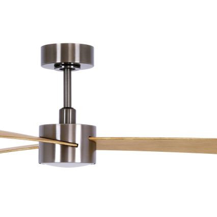 Lucci air 21610449 - Ανεμιστήρας οροφής LED Dimmable CLIMATE 1xGX53/12W/230V καφέ/γυαλιστερό χρώμιο + τηλεχειριστήριο