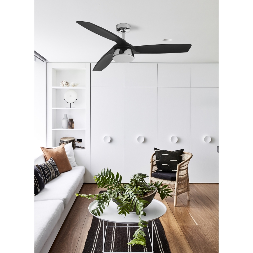 Lucci air 513072 - Ανεμιστήρας οροφής LED Dimmable BRONX LED/18W/230V 3000/4000/6000K μαύρο/γυαλιστερό χρώμιο + τηλεχειριστήριο