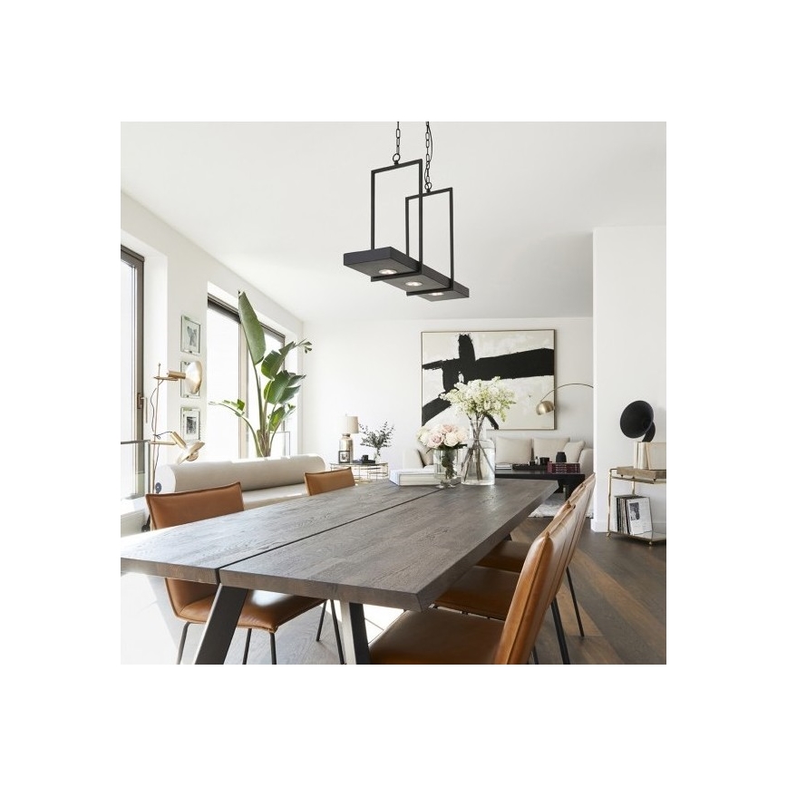 Markslöjd 105780 - Πολύφωτο dimmer LED πάνω σε αλυσίδα TRAY 3xLED/3W/230V μαύρο