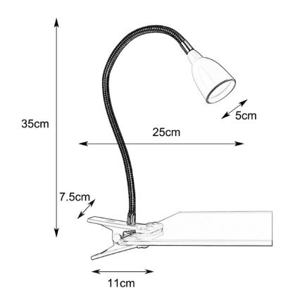 Markslöjd 106092 - Επιτραπέζια λάμπα LED με κλιπ TULIP LED / 3W / 230V μαύρο