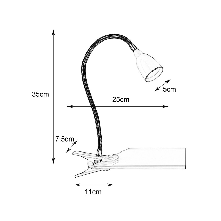 Markslöjd 106092 - Επιτραπέζια λάμπα LED με κλιπ TULIP LED / 3W / 230V μαύρο