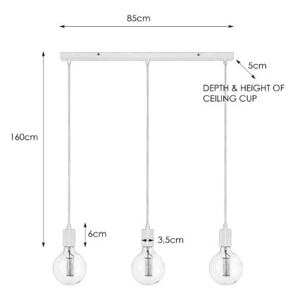 Markslöjd 106336 - Πολύφωτο σε σχοινί SKY 3xE27/60W/230V