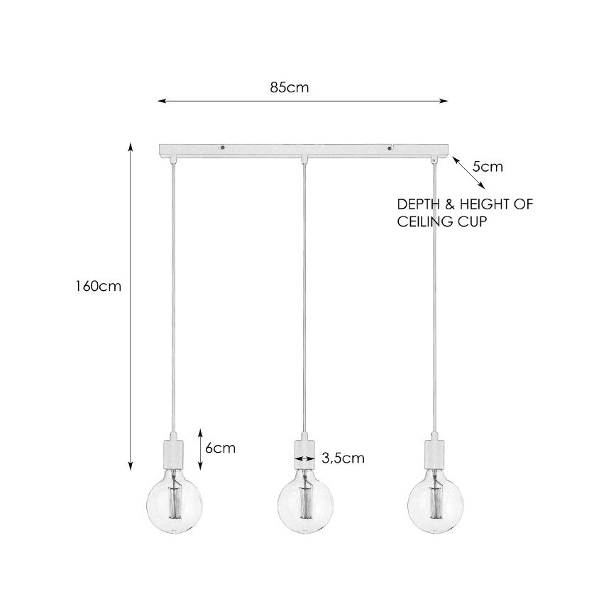 Markslöjd 106336 - Πολύφωτο σε σχοινί SKY 3xE27/60W/230V