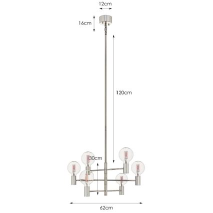Markslöjd 106418 - Κρεμαστός πολυέλαιος CAPITAL 6xE27/60W/230V ορείχαλκος