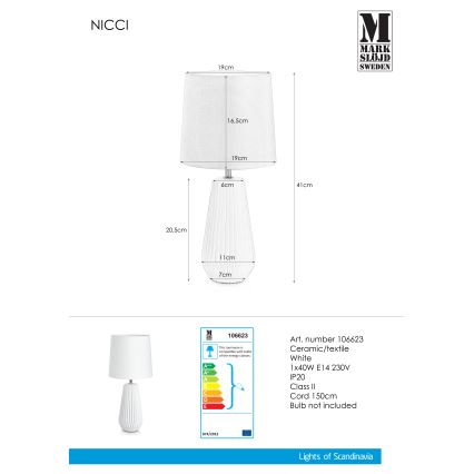 Markslöjd 106623 - Επιτραπέζια λάμπα NICCI 1xE14/40W/230V