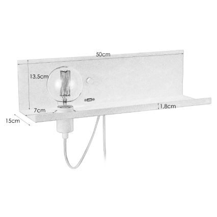 Markslöjd 106969 - Φως τοίχου με dimmer s USB zásuvkou MULTI 1xE27/60W/230V