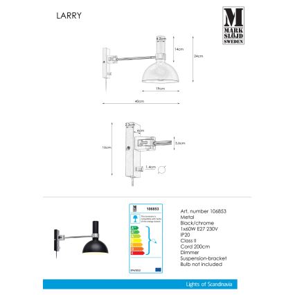 Markslöjd 106970 - Φως τοίχου με dimmer LARRY 1xE27/60W/230V