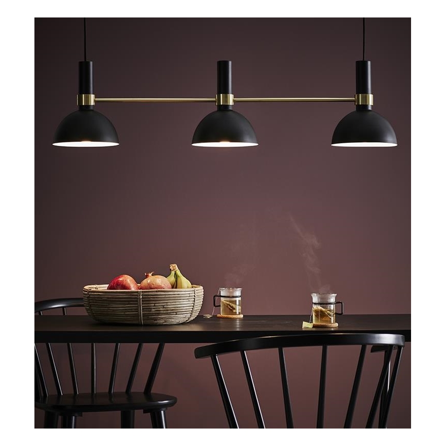 Markslöjd 106971 - Πολύφωτο σε σχοινί LARRY 3xE27/60W/230V μαύρο/χρυσαφί
