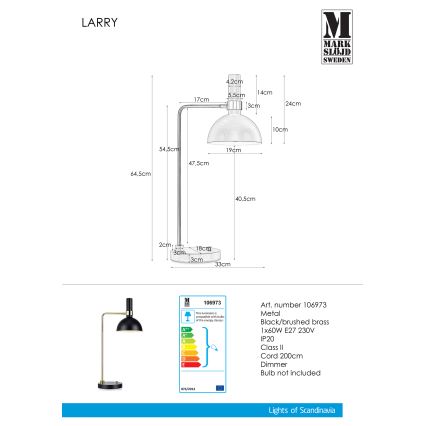 Markslöjd 106973 - Επιτραπέζια λάμπα dimmer LARRY 1xE27/60W/230V