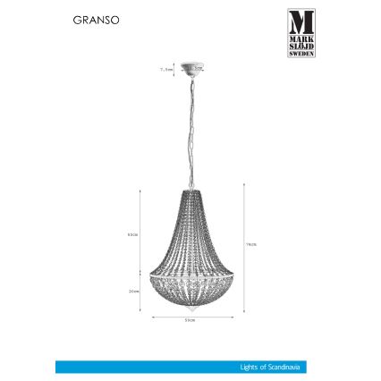 Markslöjd 107028 - Κρυστάλλινο πολύφωτο με αλυσίδα GRÄNSÖ 3xE14/40W/230V