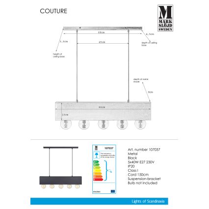 Markslöjd 107037 - Πολύφωτο σε σχοινί COUTURE 5xE27/40W/230V