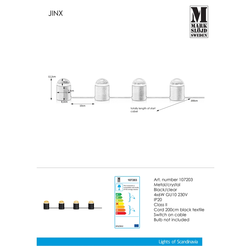 Markslöjd 107203 - Επιτραπέζια κρυστάλλινη λάμπα JINX 4xGU10/6W/230V