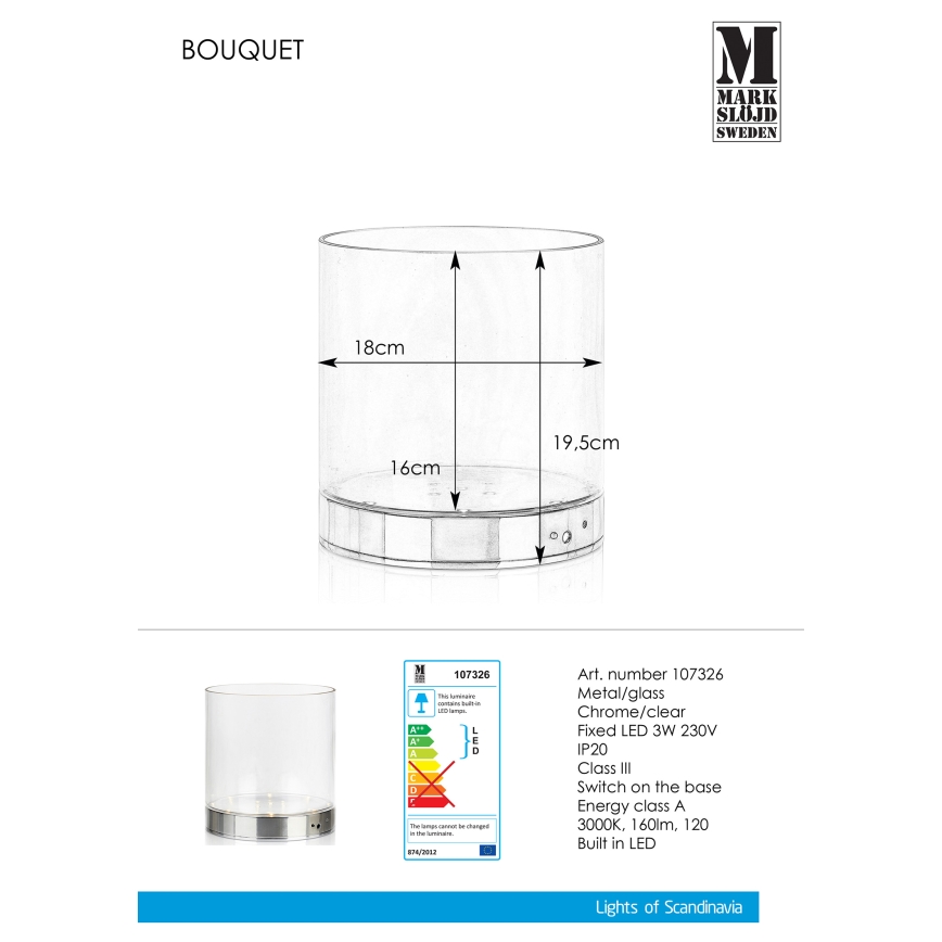 Markslöjd 107326 - LED Eπιτραπέζια λάμπα BOUQUET LED/3W/230V
