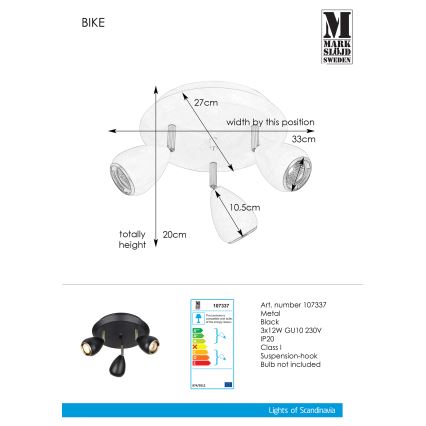 Markslöjd 107337 - Φωτιστικό σποτ BIKE 3xGU10/12W/230V