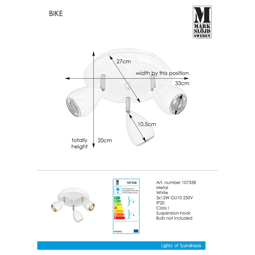Markslöjd 107338 - Φωτιστικό σποτ BIKE 3xGU10/12W/230V