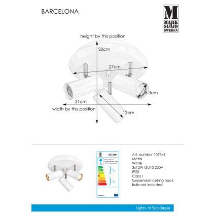 Markslöjd 107349 - Φωτιστικό σποτ BARCELONA 3xGU10/12W/230V