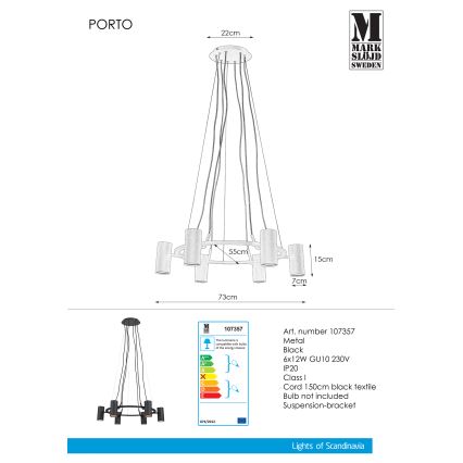 Markslöjd 107357 - Πολύφωτο σε σχοινί PORTO 6xGU10/12W/230V