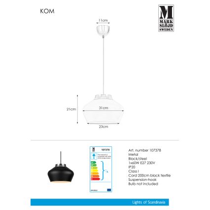 Markslöjd 107378 - Πολύφωτο σε σχοινί KOM 1xE27/60W/230V