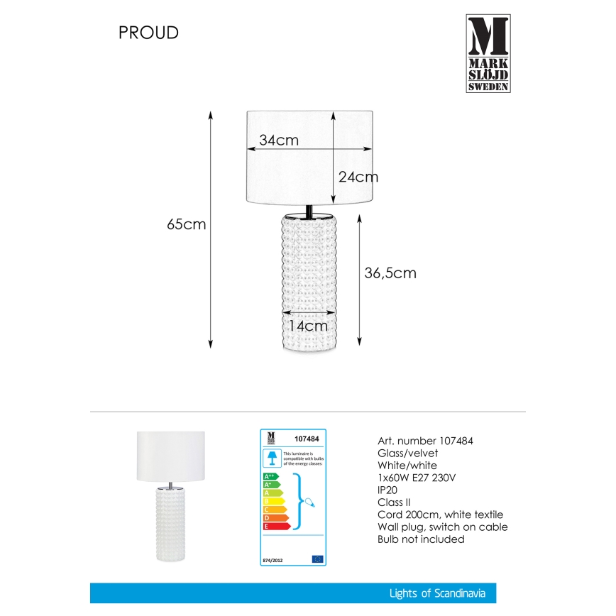 Markslöjd 107484 - Επιτραπέζια λάμπα PROUD 1xE27/60W/230V
